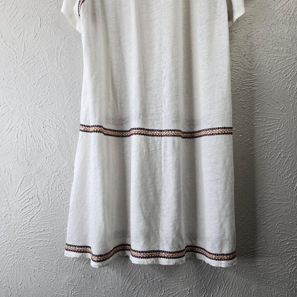 Garnet Hill Shift Sz Dress XL White Organic Linen Southwestern Boho Relaxed Fit - Picture 10 of 12